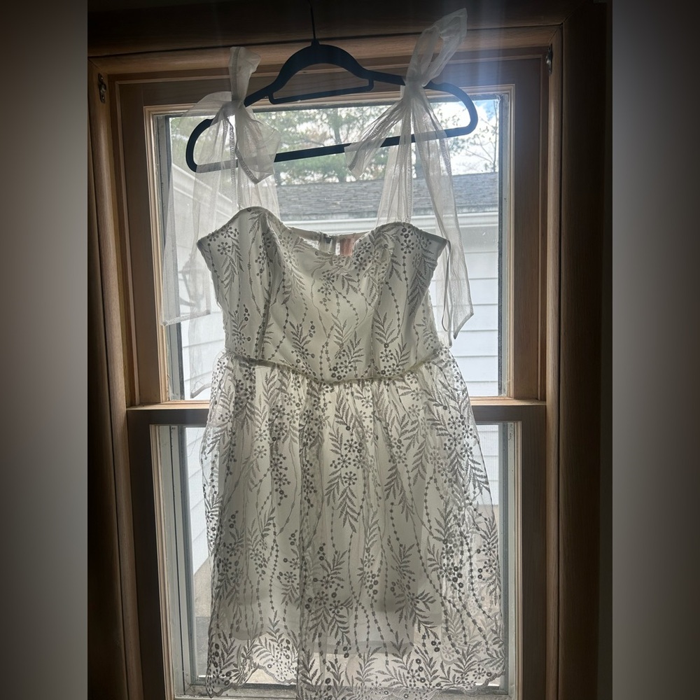 Francesca's Audrey Parks White Lined Dress